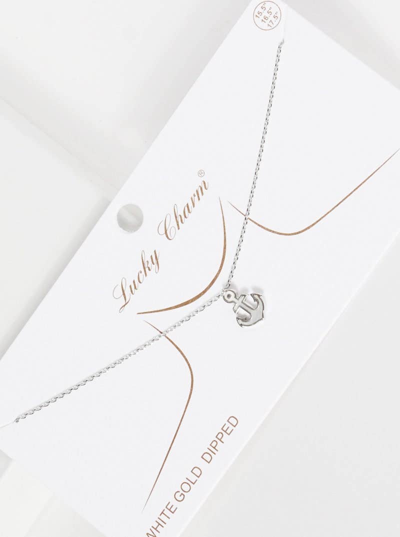 Gold White Shelled Anchor Necklace
