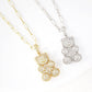 Gold Cubic Embedded Teddy Bear Necklace