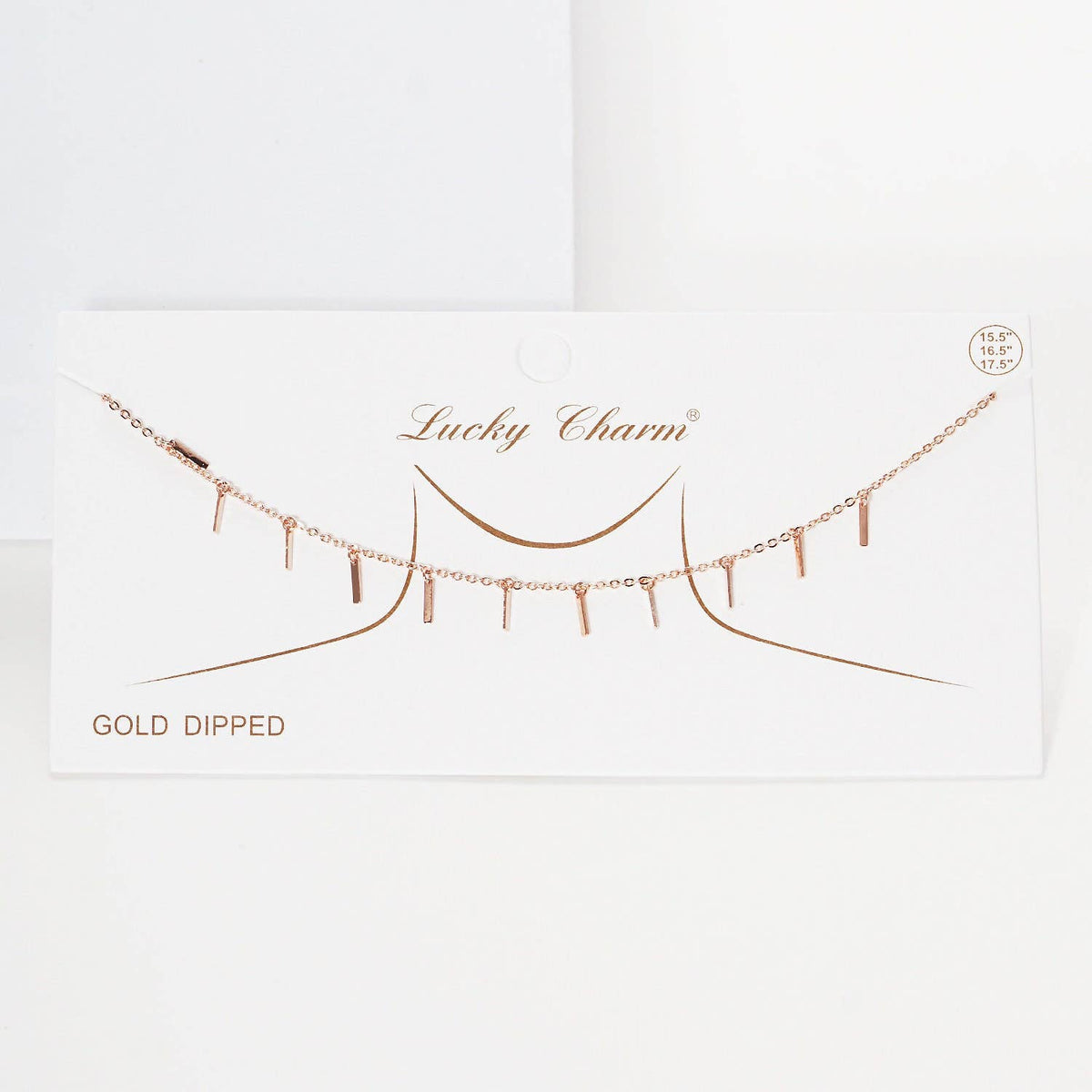 Gold Plated Chain w/ Dangling Mini Bars Necklace