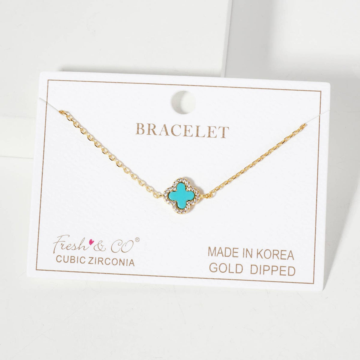 Pave-Set 11mm 18K-Gold-Dipped Brass Quatrefoil Bracelet