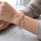 Mixed Metal Pave Cross Two-Row Link Bracelet