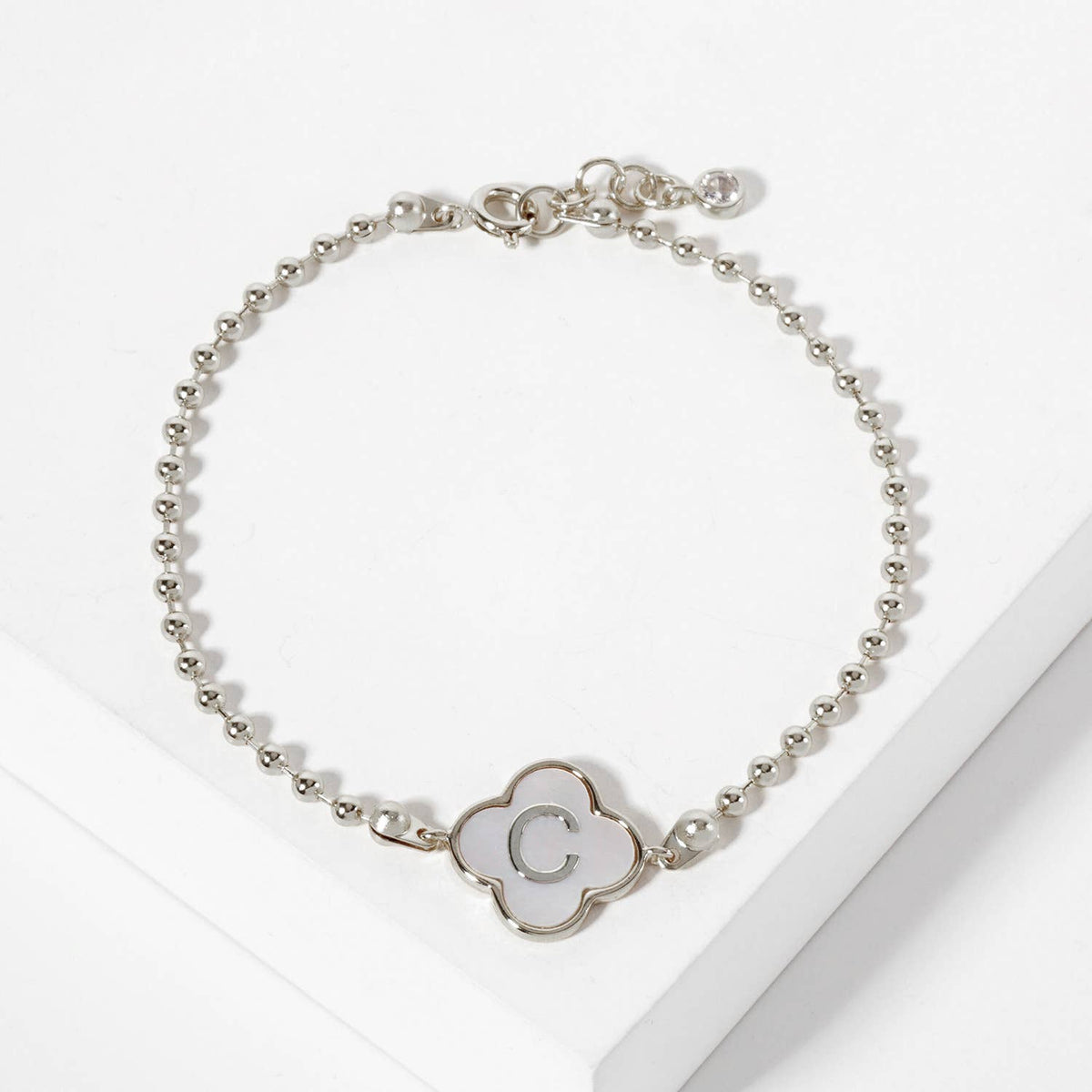 Dainty Gold Dipped Initial Clover Bracelet
