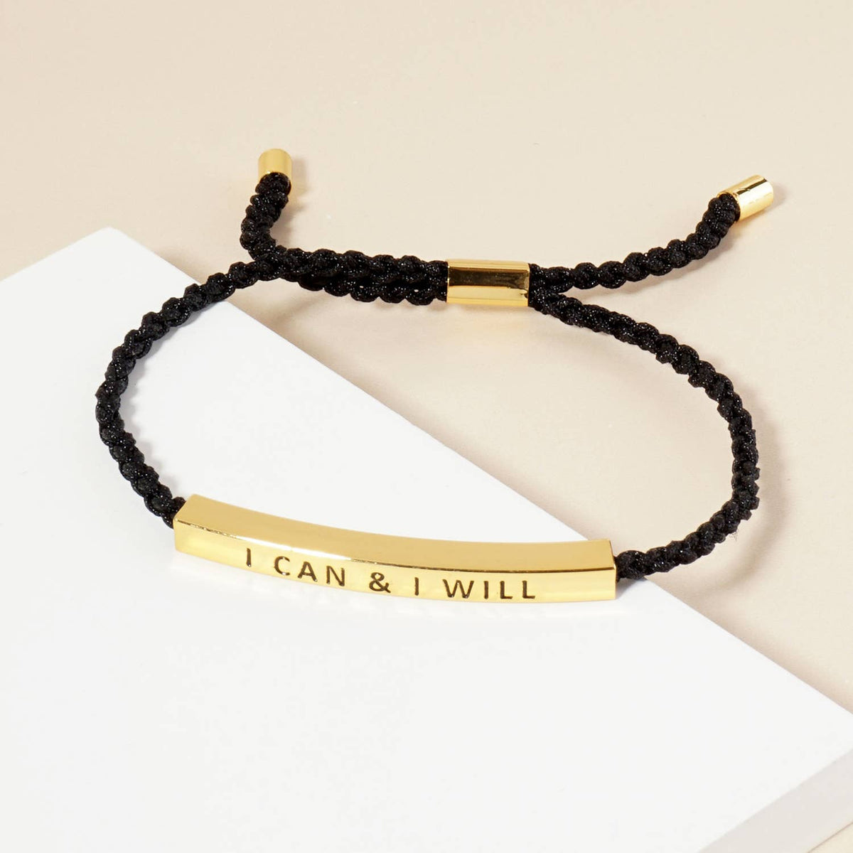 Inspirational Messages "I can & I Will" Tube Bar Bracelet