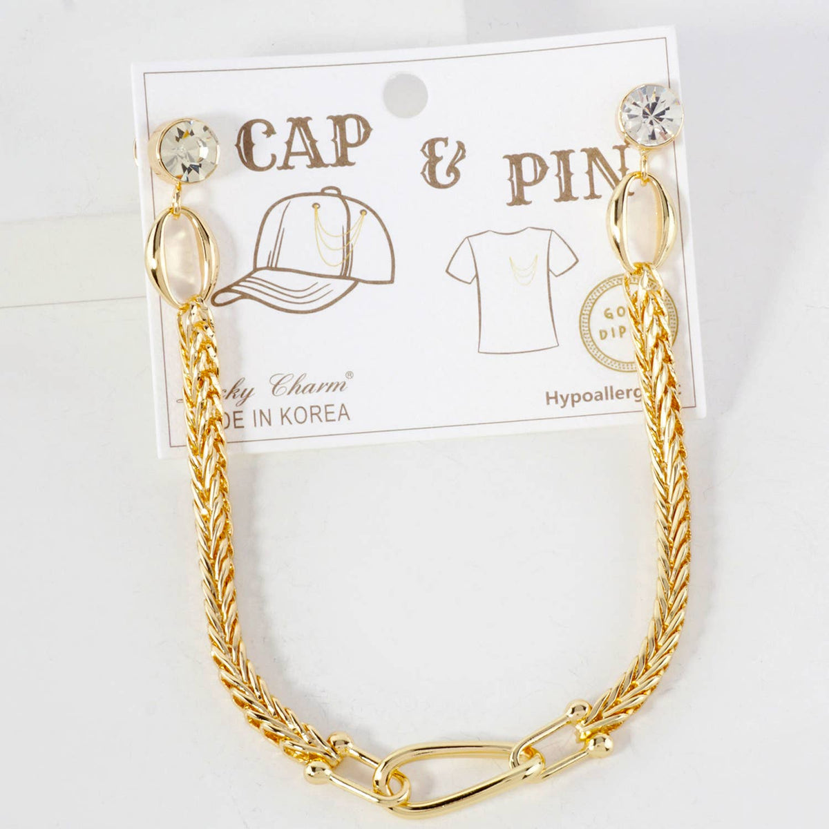 Braided Chain Cap & Clothing Pin Accessory