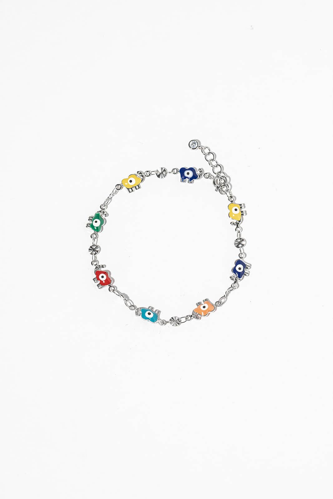 Multi-Color Enamel Elephant Charm Bracelet