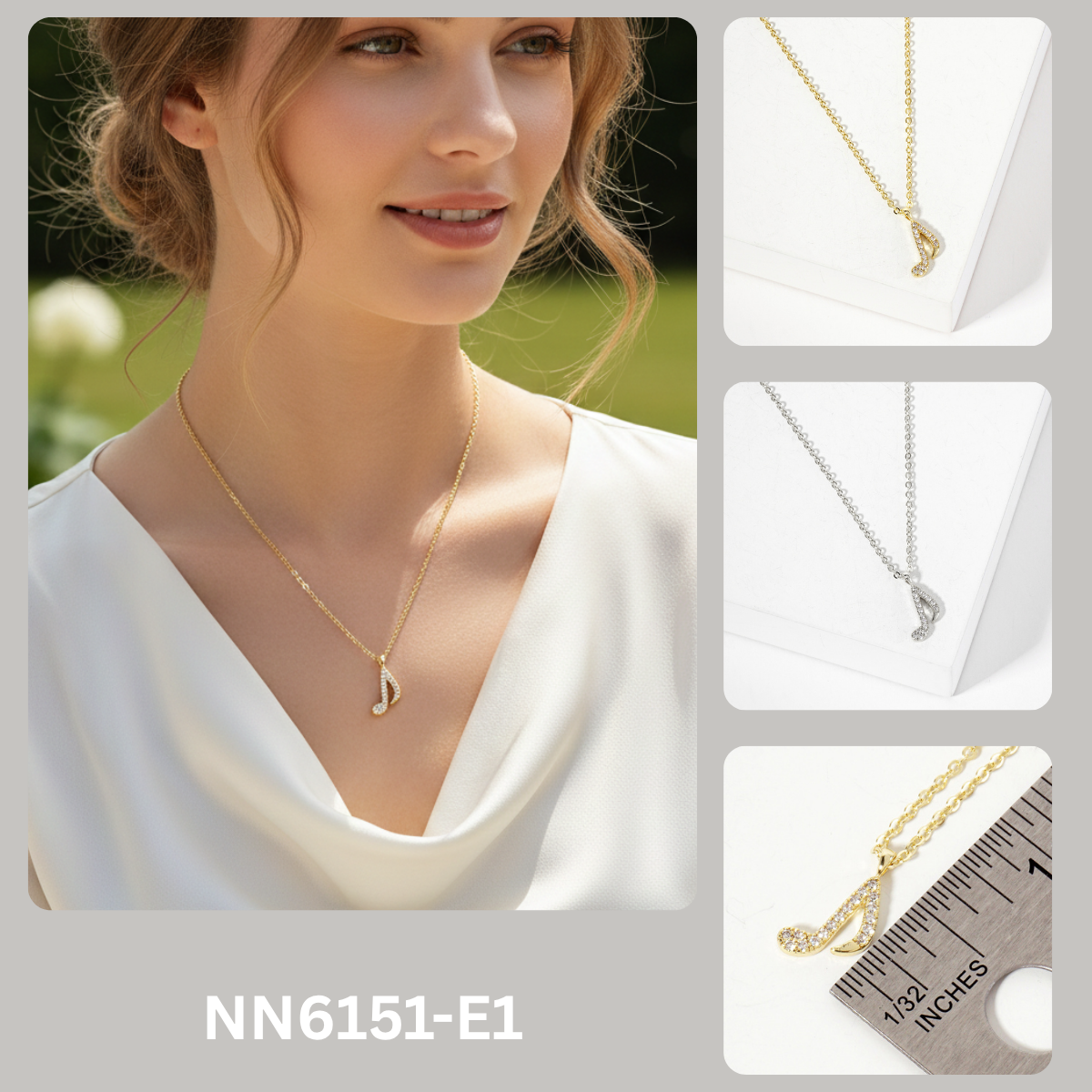 Musical-Note Pendant 18K-Gold-Dipped Necklace