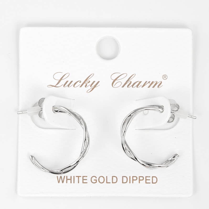 Gold Plated Double Twist Hoop Earrings