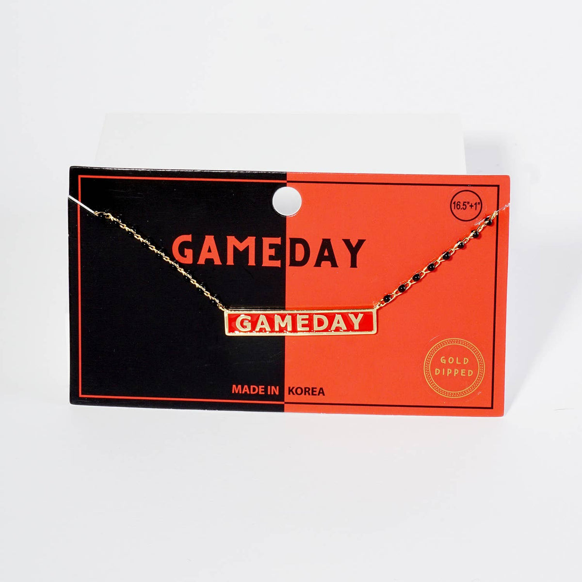 18K GOLD ENAMEL GAME DAY PENDANT GLASS BEADED CHAIN NECKLACE