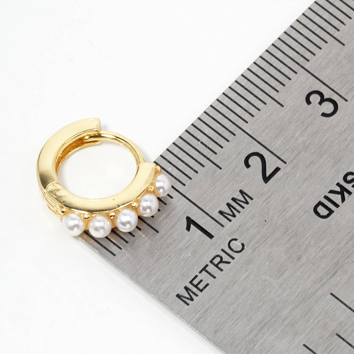 Gold-Dipped and White Gold-Dipped Pearl Huggie Hoop Earrings