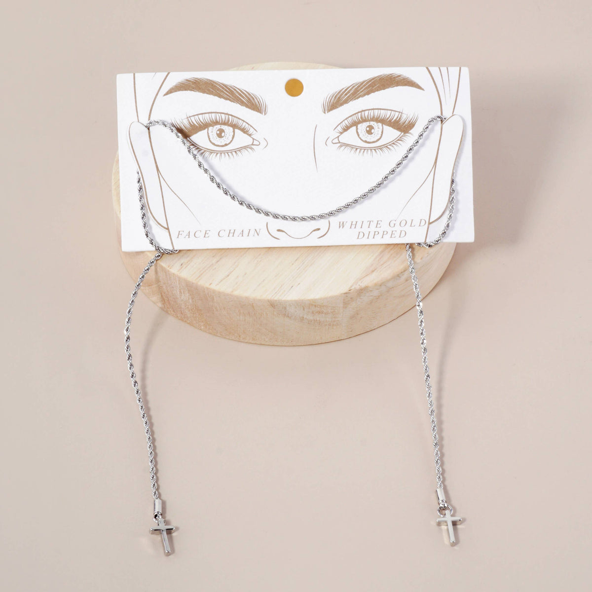 18K-Gold-Dipped 2mm Rope Chain & Cross Drop Face-Chain