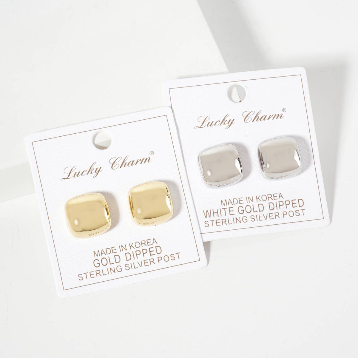 Polished Brass 16mm Square-Shaped Stud Earrings