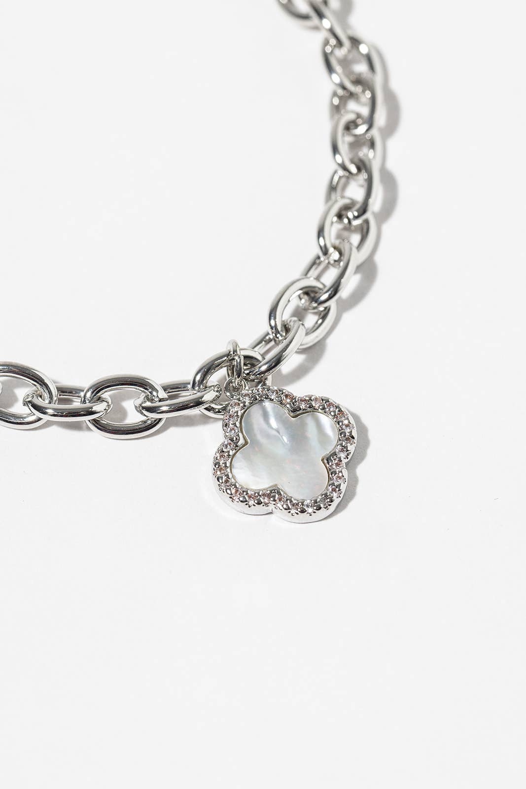 Crystal Halo Clover Charm Bracelet