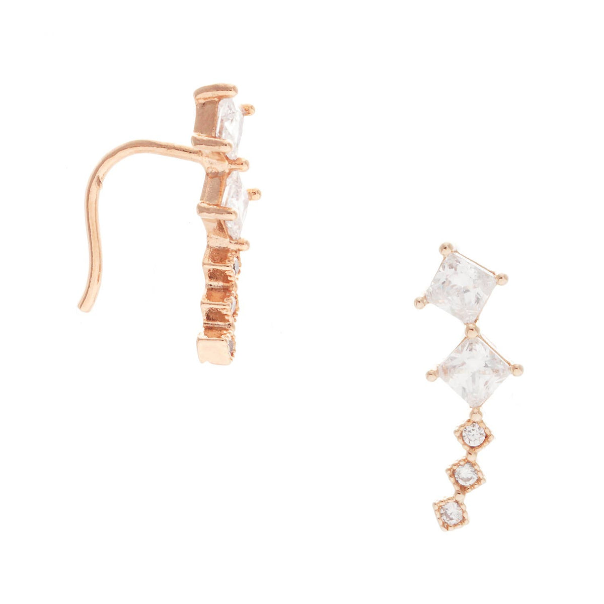 Geometric Cubic Zirconia Ear Crawlers