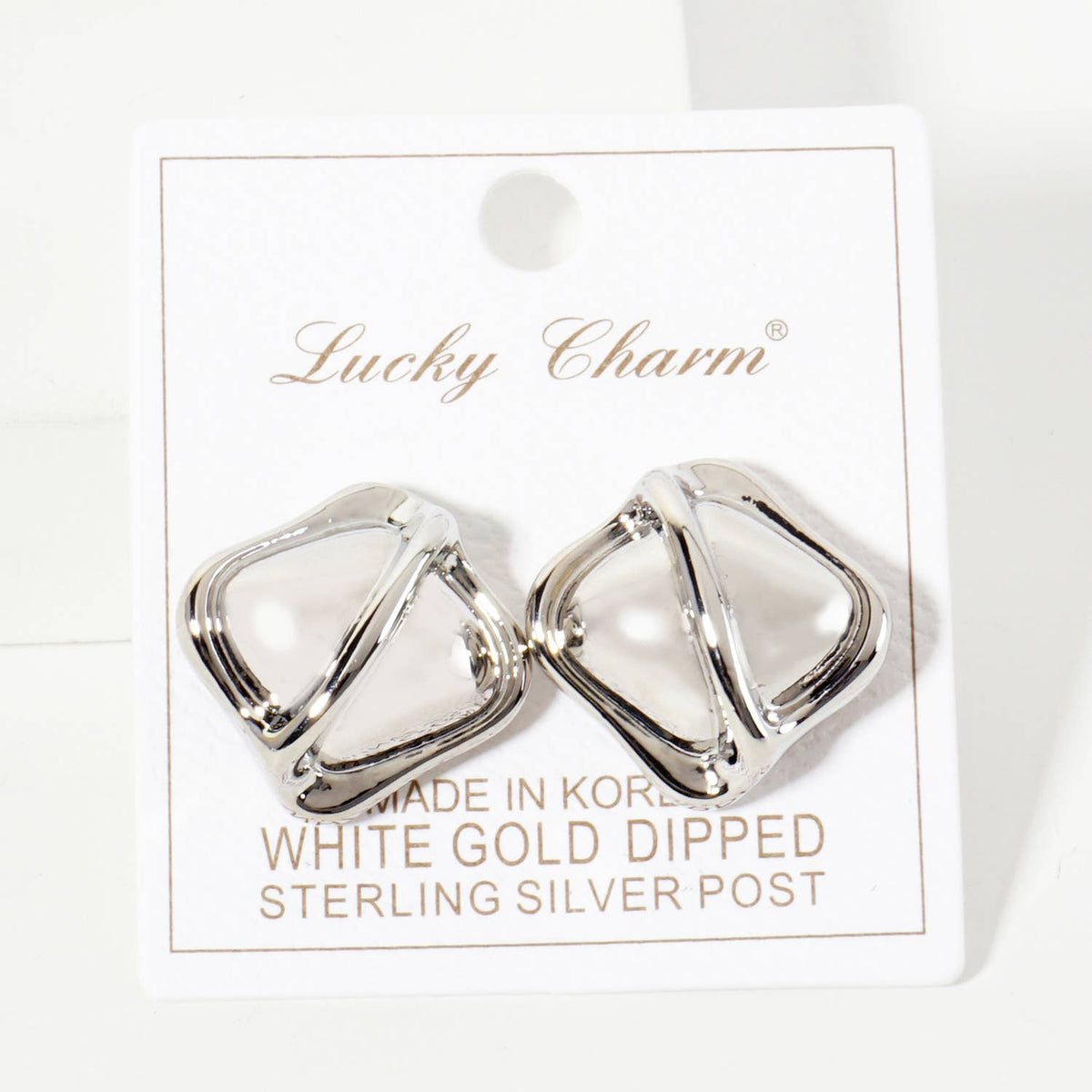 Polished Brass Soft-Curve Textured Post Earrings