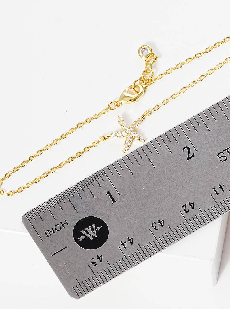 Dainty Pavé Starfish Charm Bracelet