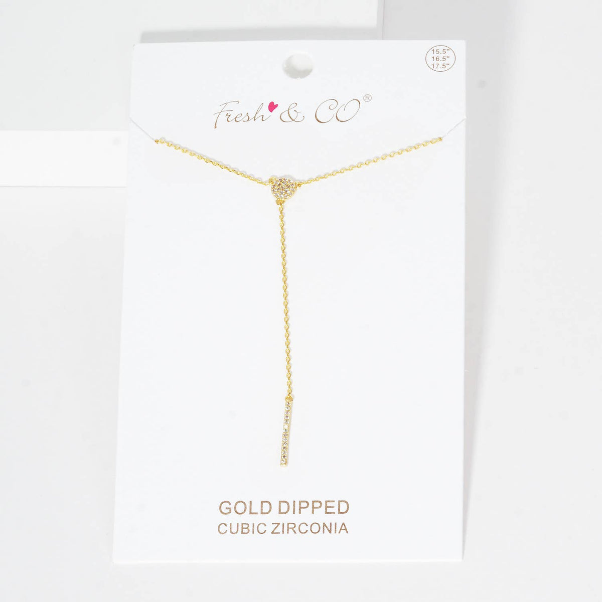 Cubic Zirconia Pave Disc and Bar Lariat Drop Necklace