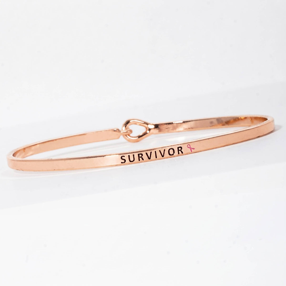 "SURVIVOR" Engraved Hook Clasp Bangle Bracelet