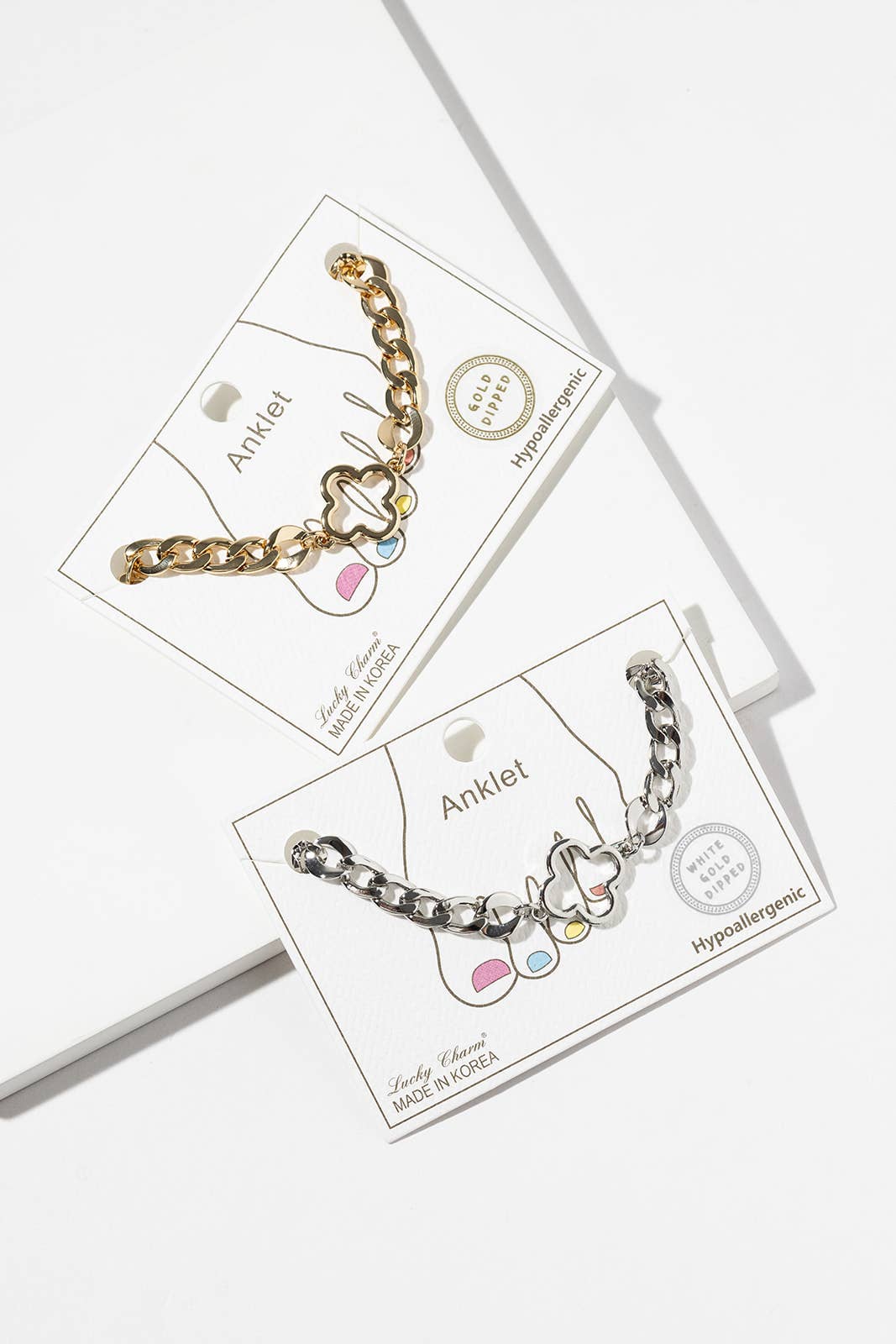 Lucky Clover Open Motif Chunky Link Anklet