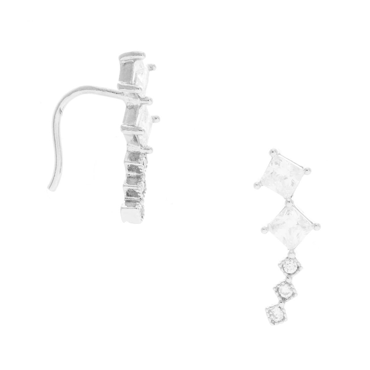 Geometric Cubic Zirconia Ear Crawlers