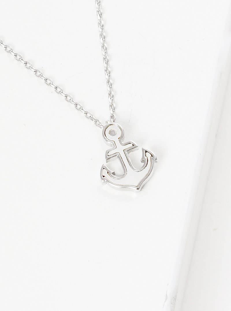 Gold White Shelled Anchor Necklace