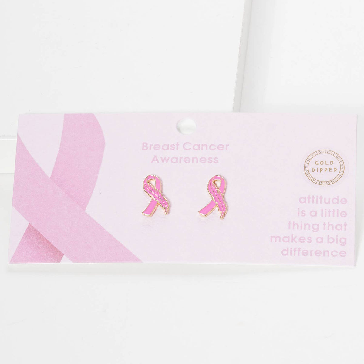 Pink Ribbon Breast Cancer Awareness Stud Earrings