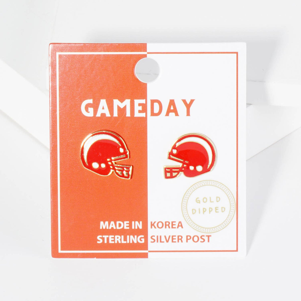 18K Gold Dipped Enamel Football Helmet Game Day Stud Earring