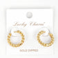 Gold Plated Polished Textured Hoop Earrings