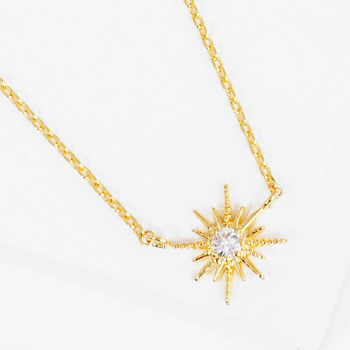 Celestial Sunburst Cubic Zirconia Pendant Necklace