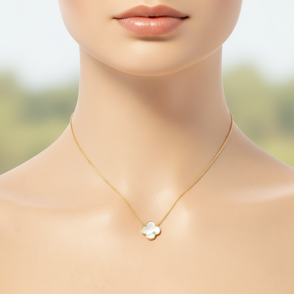 Mixed Media Clover Pendant Necklace