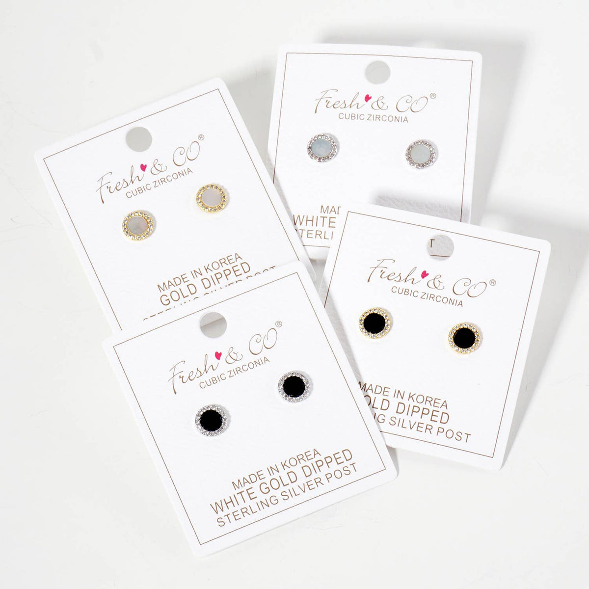 Pave CZ Frame with Mother-of-Pearl Stud Earrings