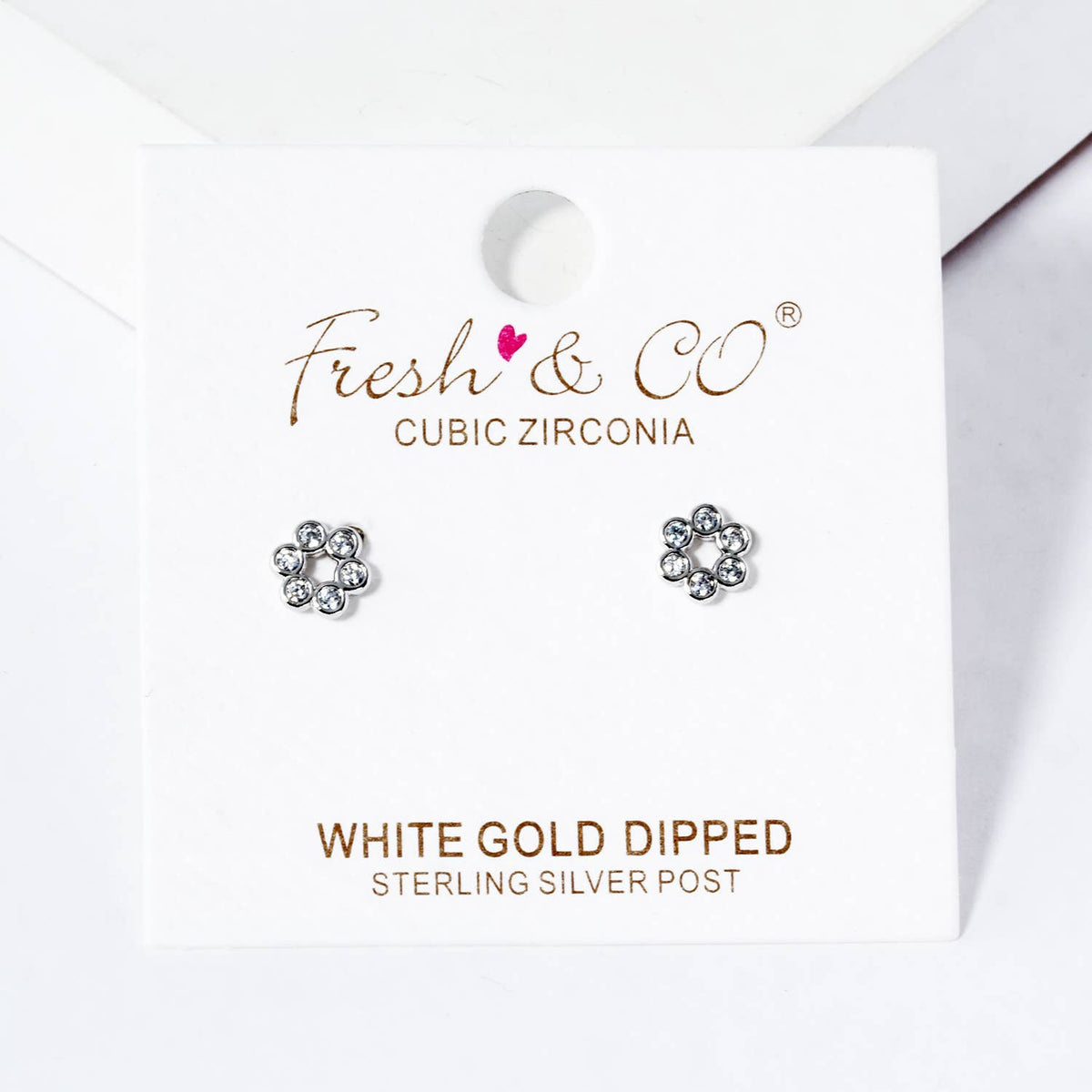 18K Gold Dipped CZ Stone Flower Post Stud Earrings
