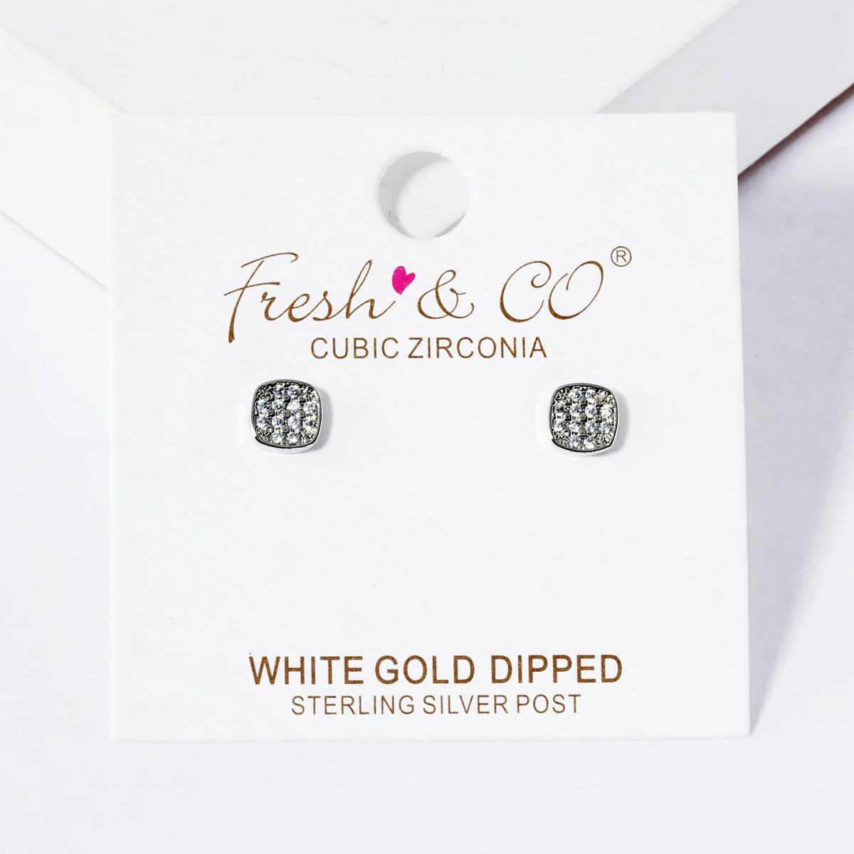 18K Gold Dipped CZ Pave 4mm Square Post Stud Earrings