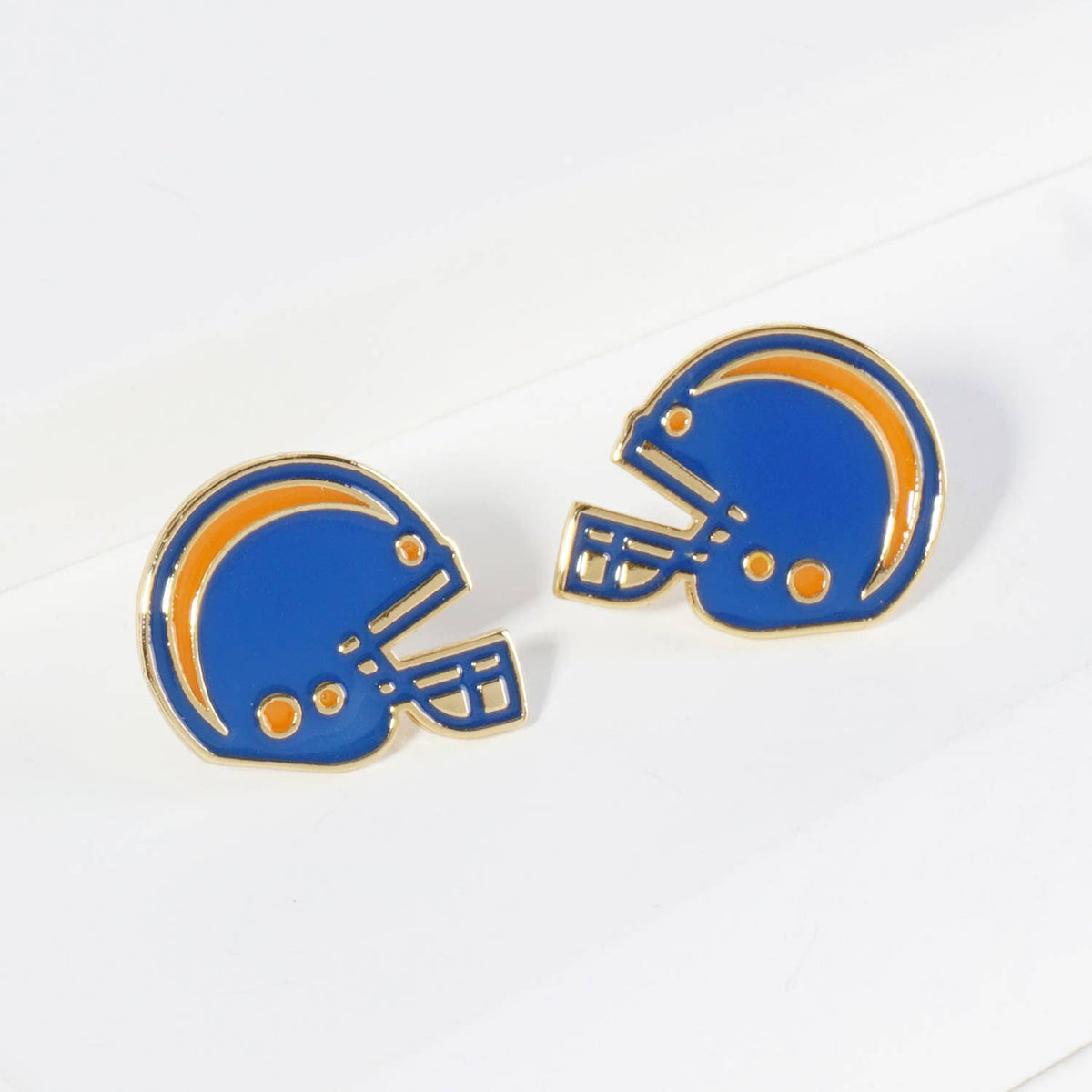 18K Gold Dipped Enamel Football Helmet Game Day Stud Earring