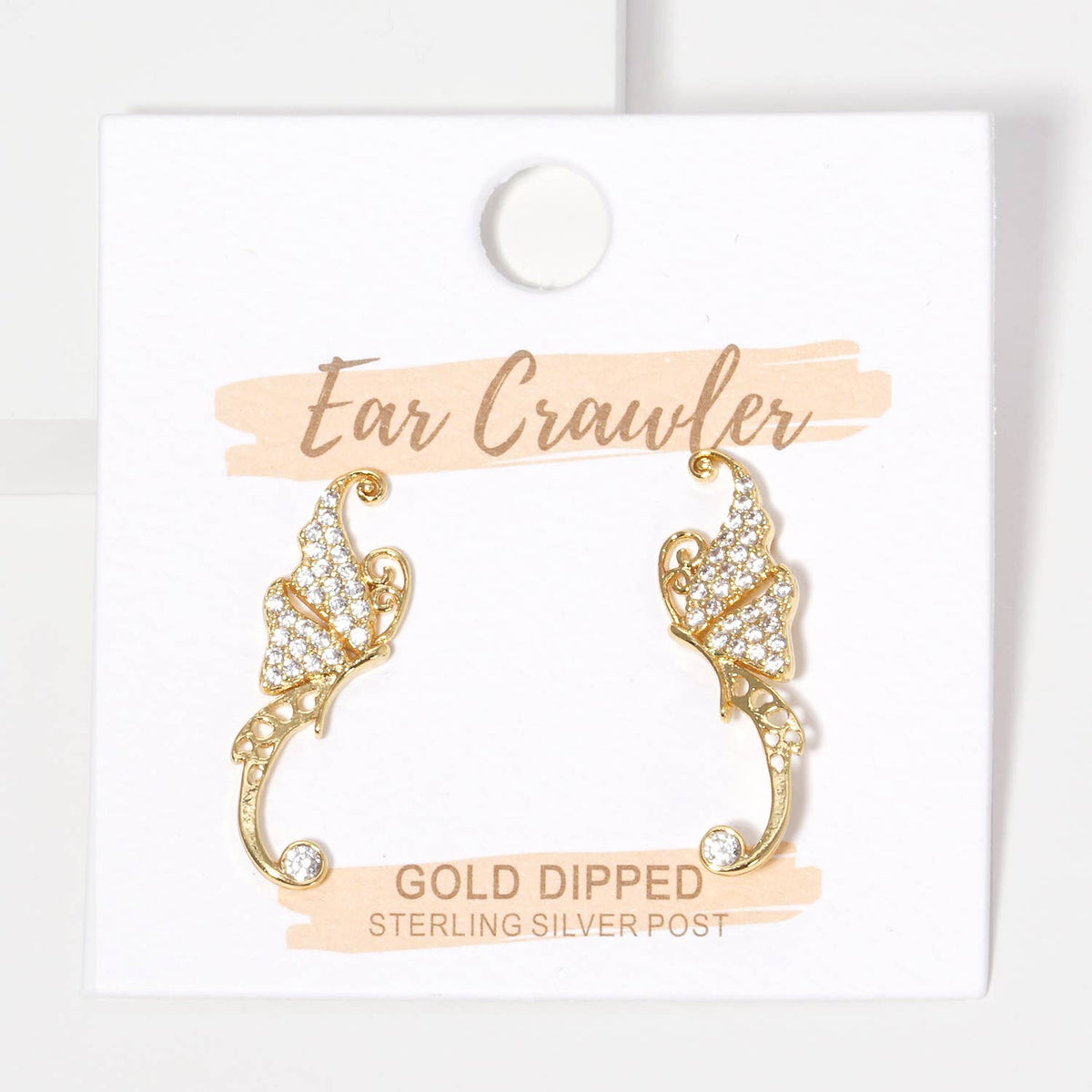 Pave Butterfly Wing Ear Crawlers