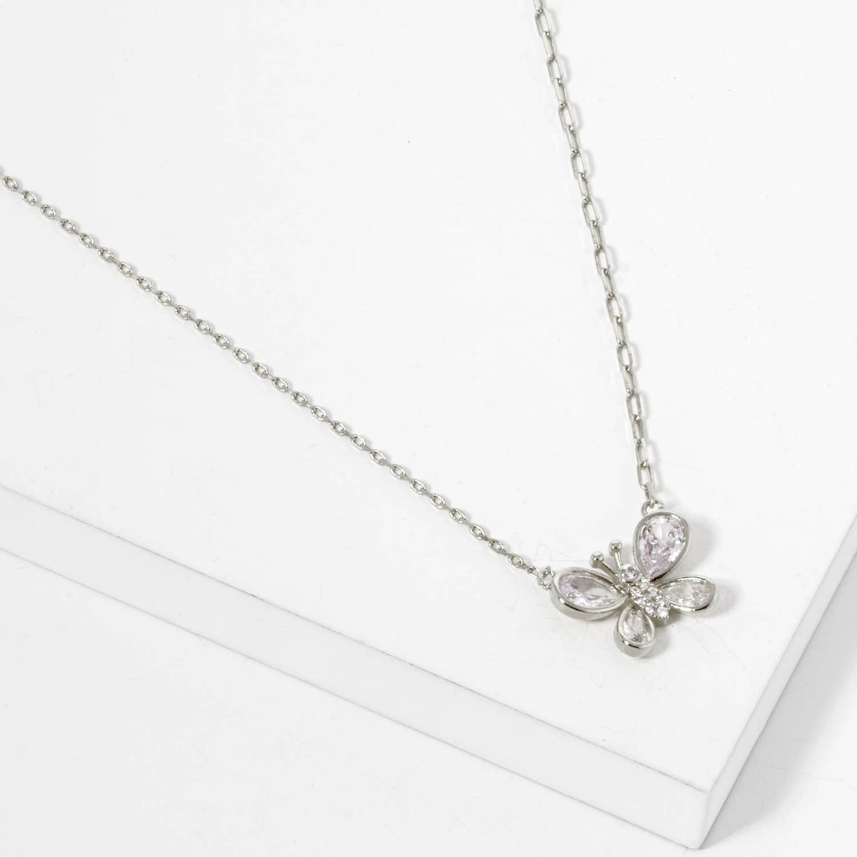 Dainty Cubic Zirconia Butterfly Pendant Necklace