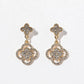 Crystal Clover Drop Earrings – Pavé Quatrefoil Dangle, Gold