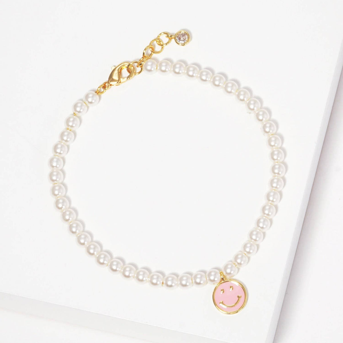 Gold Plated Freshwater Smiley Face Bracelet