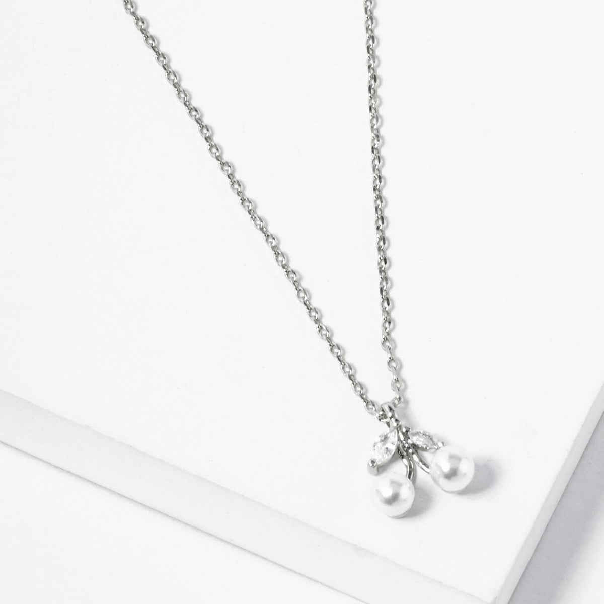 Dainty Pearl Cherry Pendant Necklace