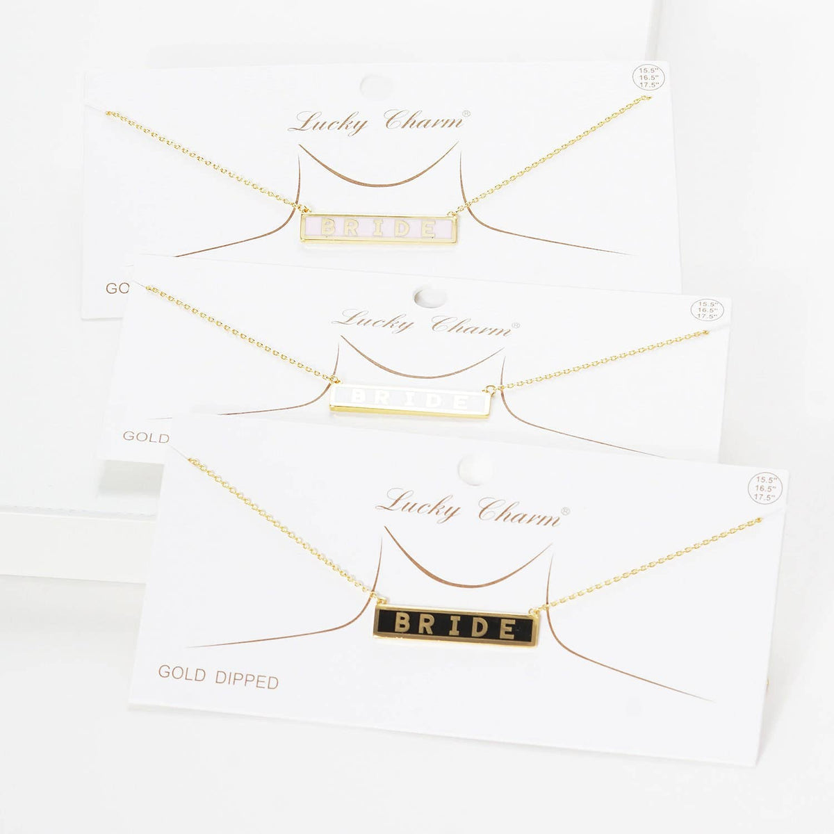 Gold Plated Mini Bar BRIDE Necklace