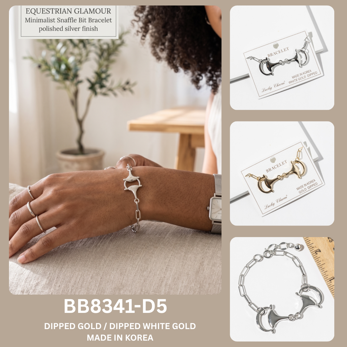 Minimalist Equestrian Snaffle Bit Paperclip Chain Bracelet