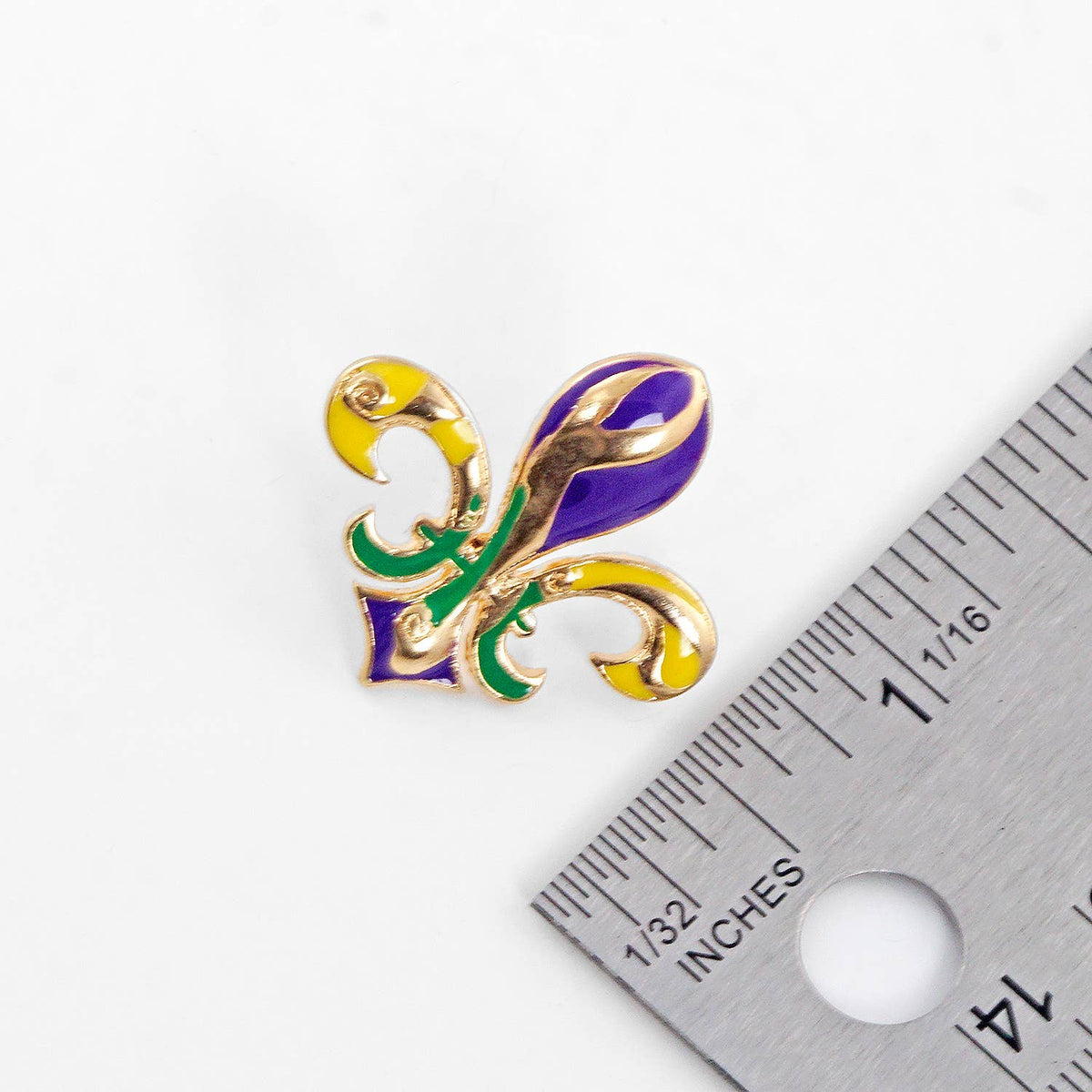 Gold Plated Mardi Gras Themed Fleur De Lis Post Earrings