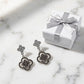Crystal Clover Drop Earrings – Pavé Quatrefoil Dangle, Gold