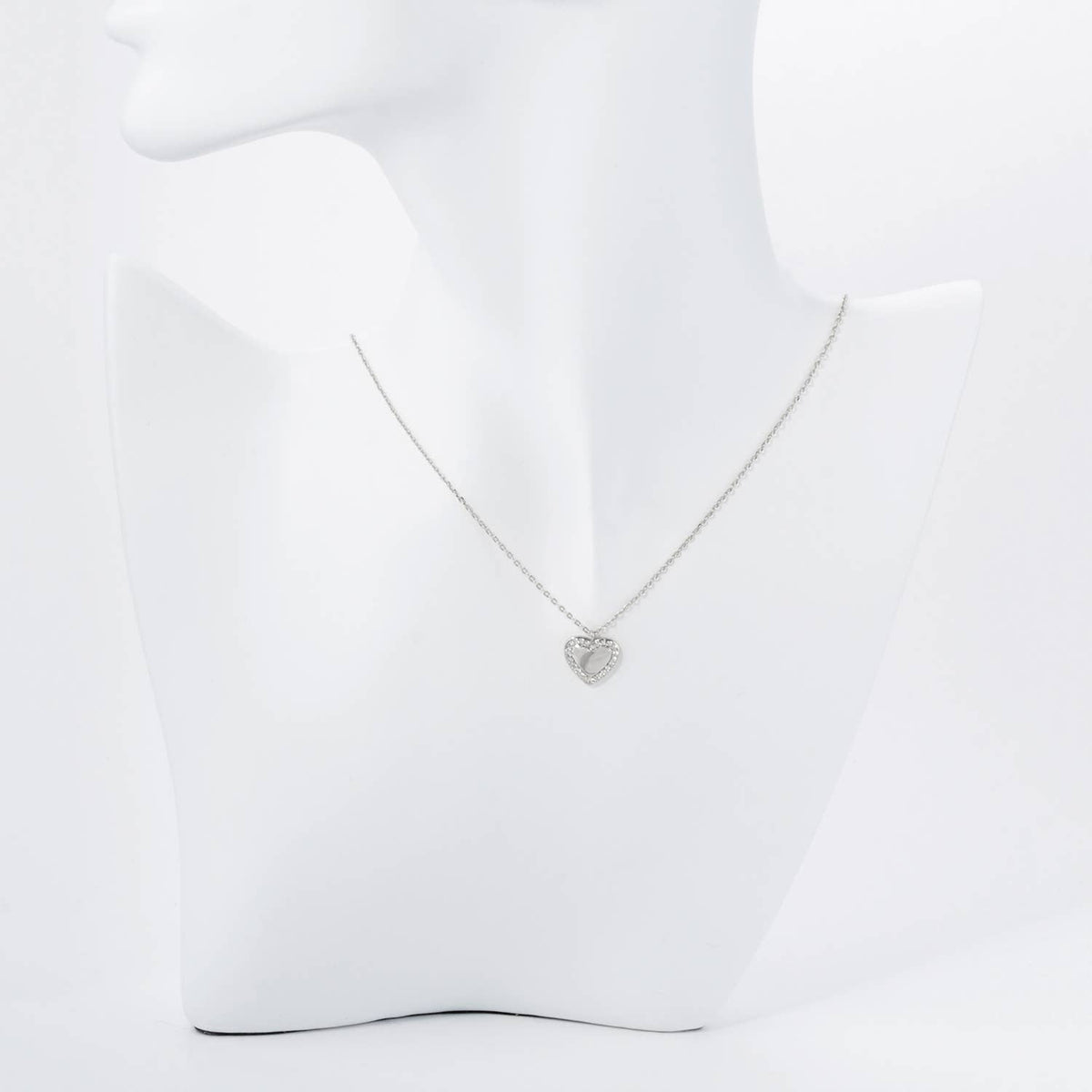 Moon Cutout CZ Pave Heart Pendant Necklace / 18K Gold Dipped