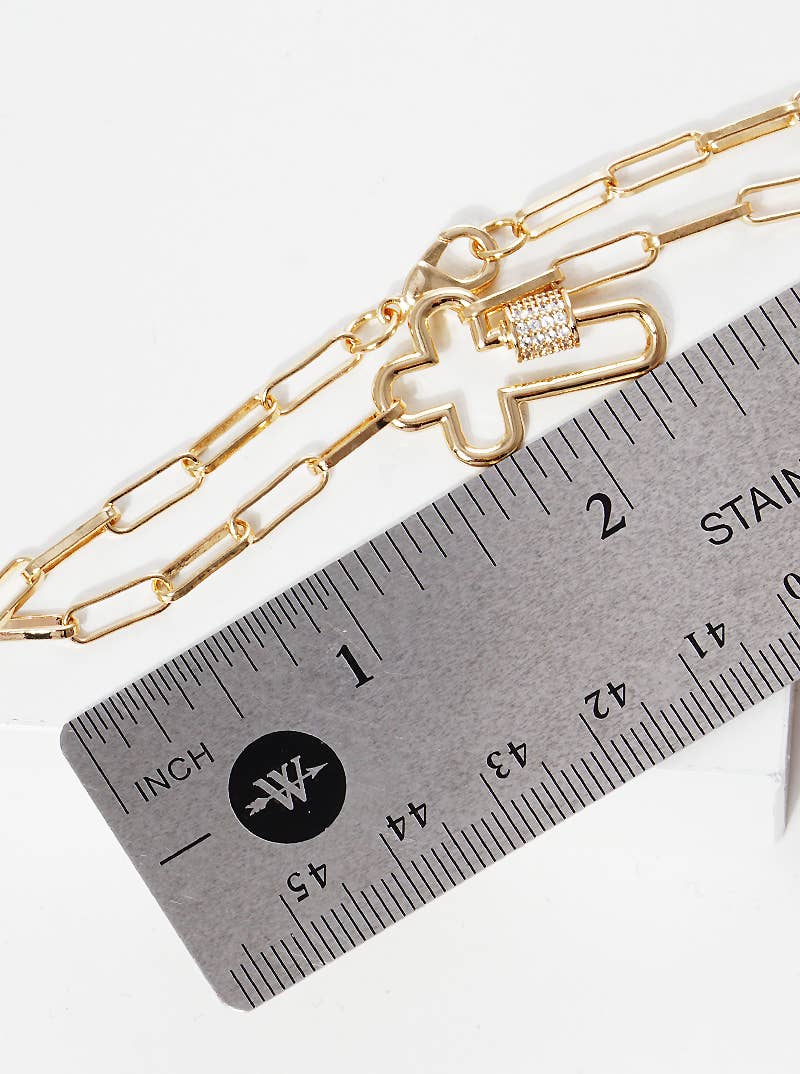 Minimalist Cross Carabiner Chain Bracelet