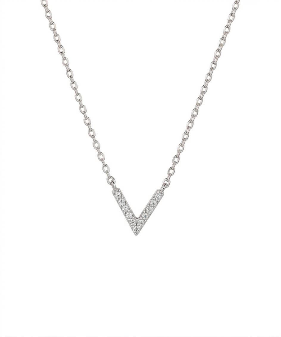 Pave Diamond Chevron V-Necklace