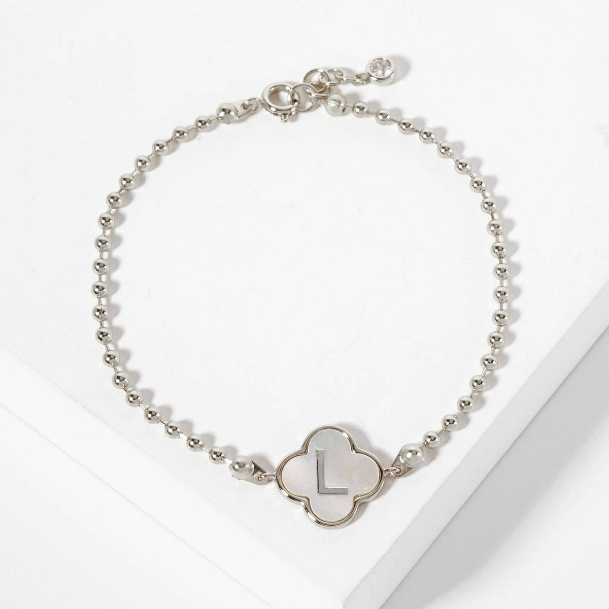 Dainty Gold Dipped Initial Clover Bracelet