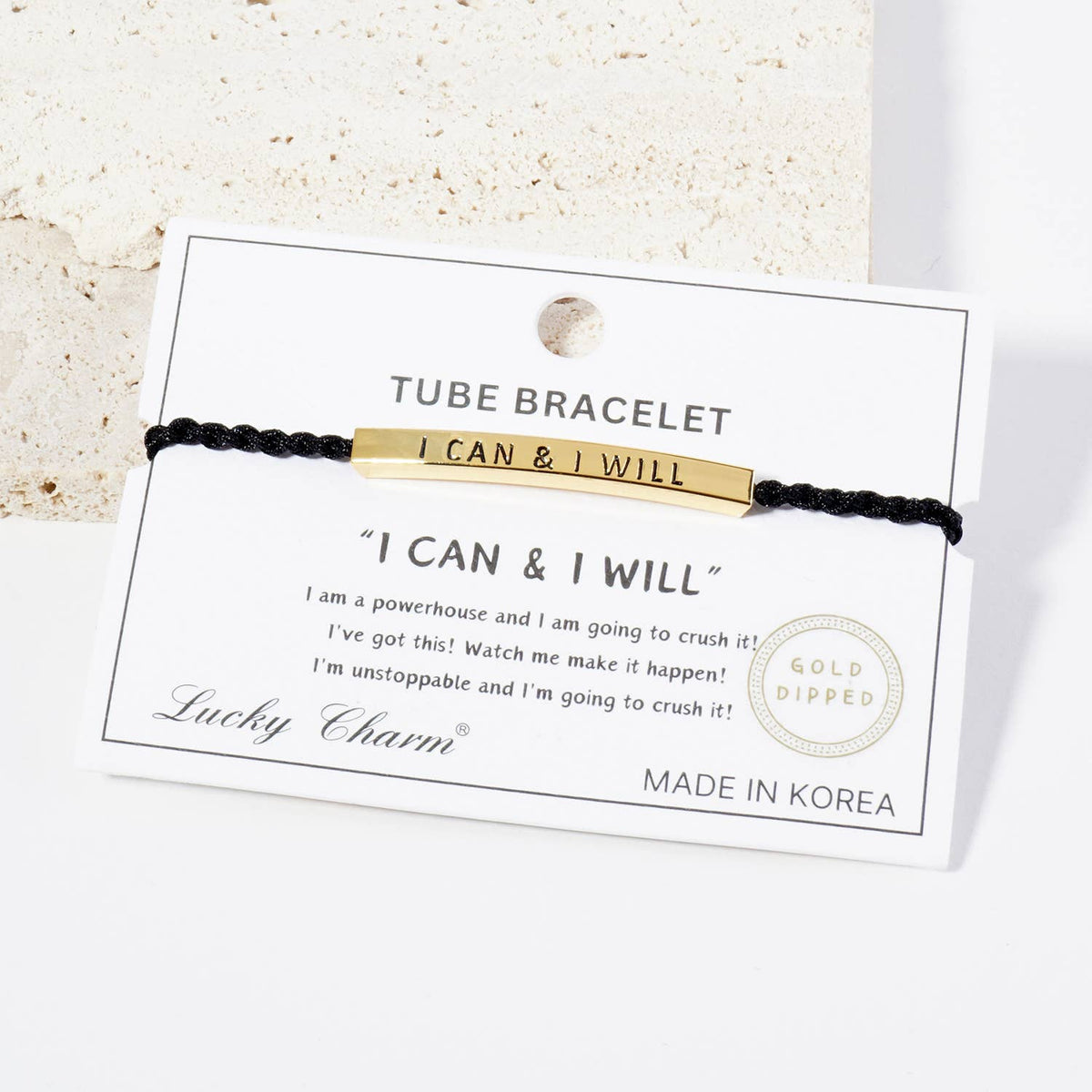 Inspirational Messages "I can & I Will" Tube Bar Bracelet
