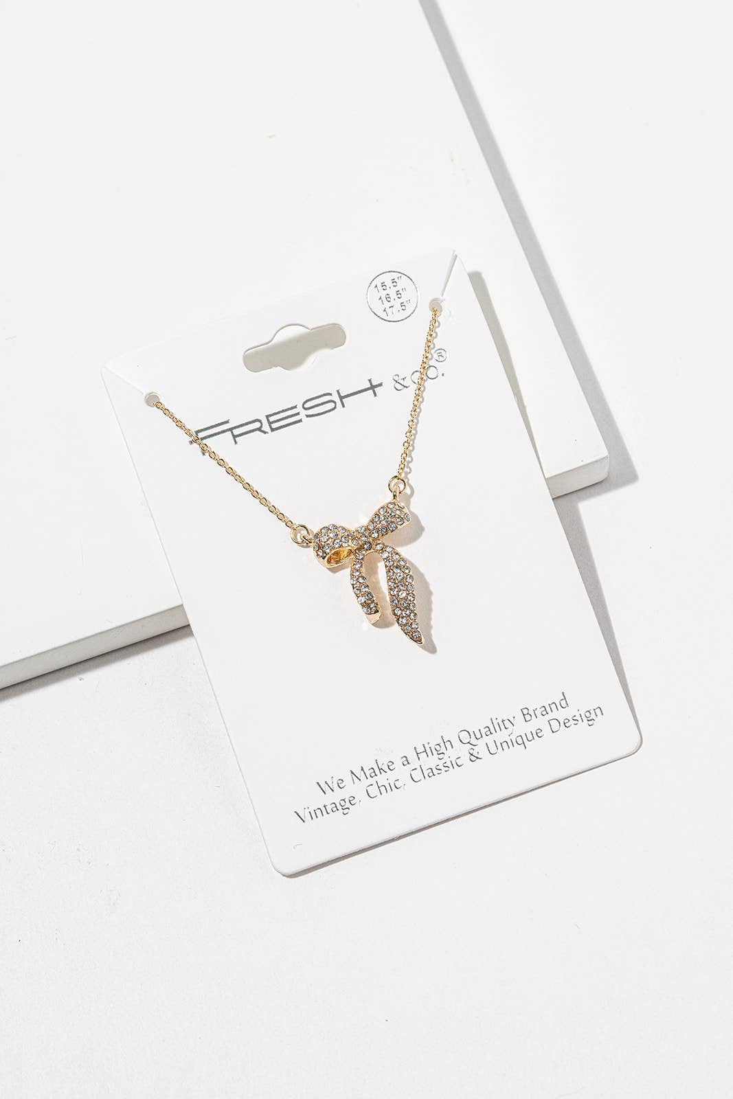 Crystal Ribbon Bow Pendant Necklace – 3D Sculpted Bow