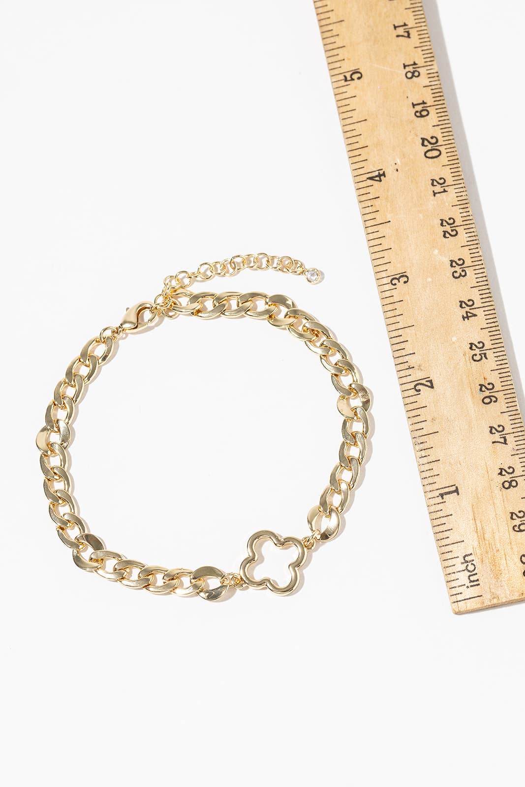 Lucky Clover Open Motif Chunky Link Anklet