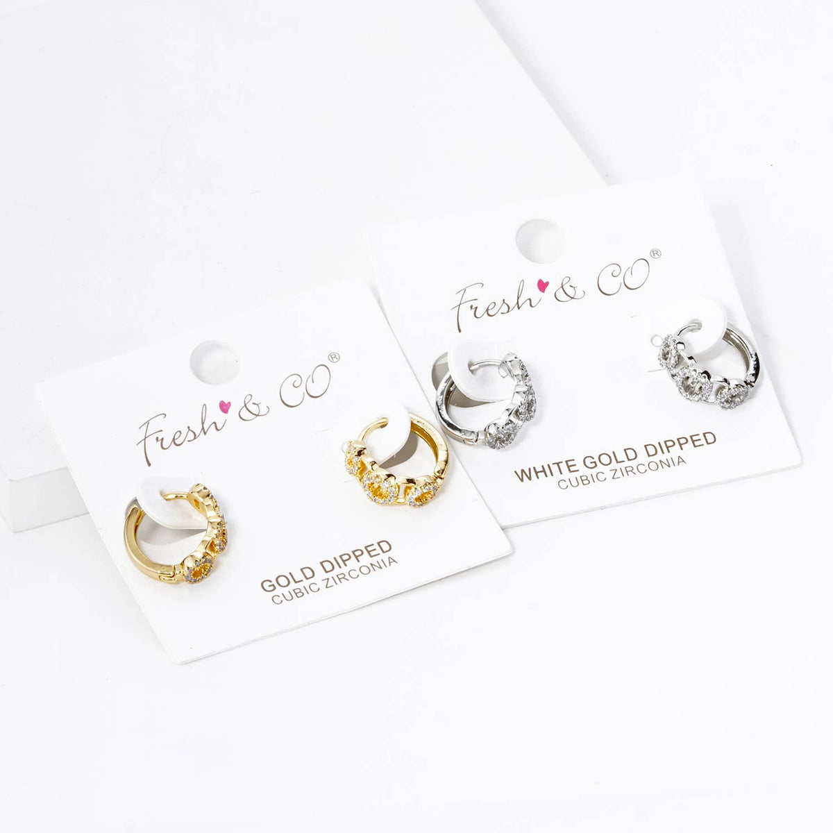 CUBIC ZIRCONIA MULTI CIRCLE 13MM HUGGIE HOOP EARRINGS